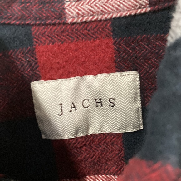 Mens 100% cotton Black&Red PLAID LS Button- down SHIRT w/dual chest pockets Sz M - Picture 2 of 10